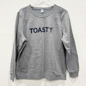 Old Navy Holiday Toast Martini Sweatshirt Grey XL Cotton